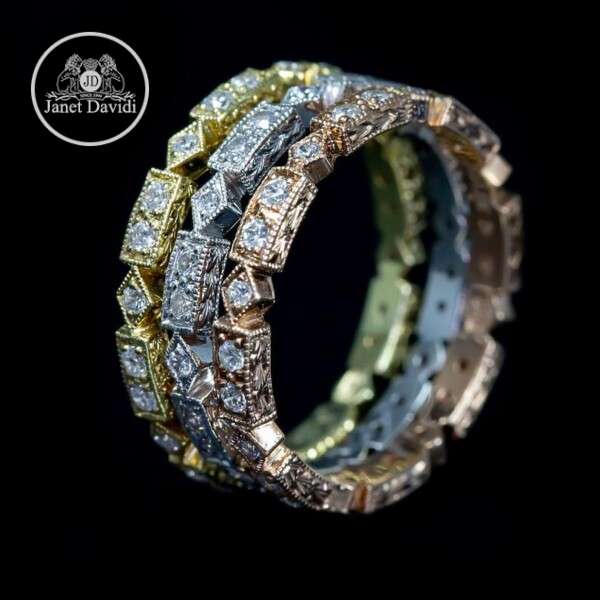 Diamond Bezel Set Mill Grained