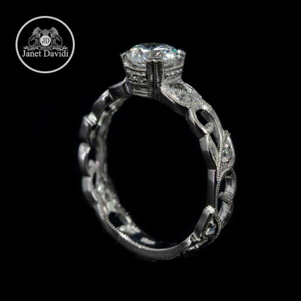 White Gold Diamond Mill Grained Floral