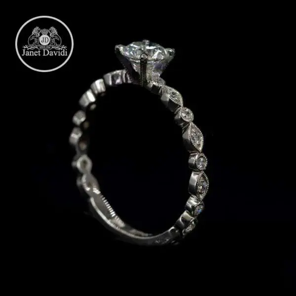 Mill Grained Wedding Set Ring