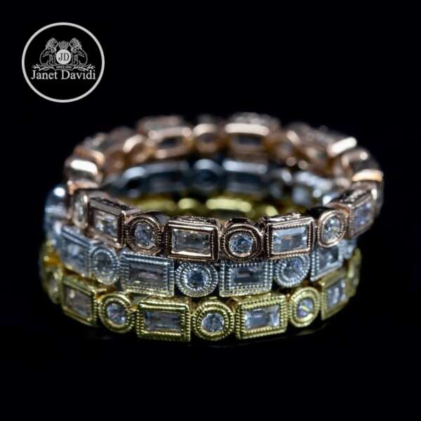 Mill Grained and Engraved Eternity Band