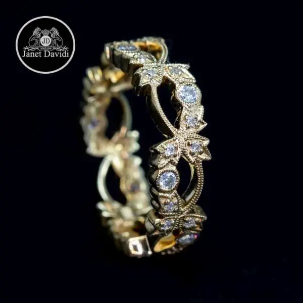 Leaf Diamond Stackable Wedding Ring