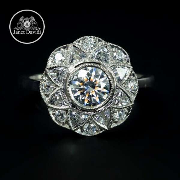 Flower Shape Bezel Engagement Ring