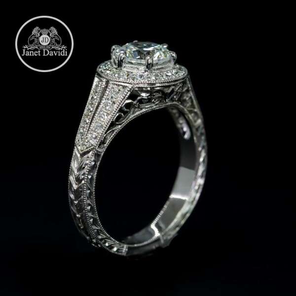 Antique Inspired Halo Engagement Ring