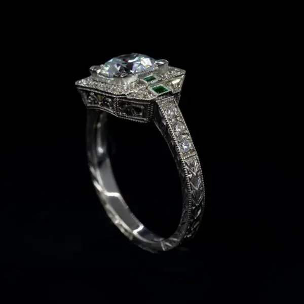 Platinum Diamond and Emerald Filigree ID:12229