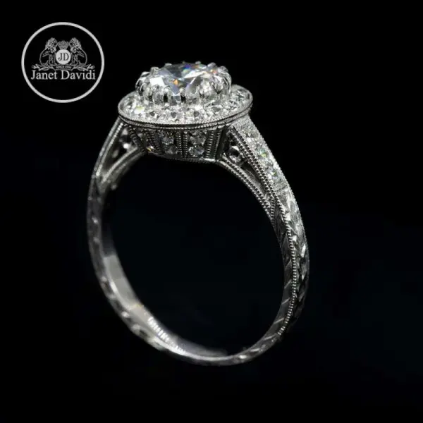 Antique Inspired Halo Engagement Ring