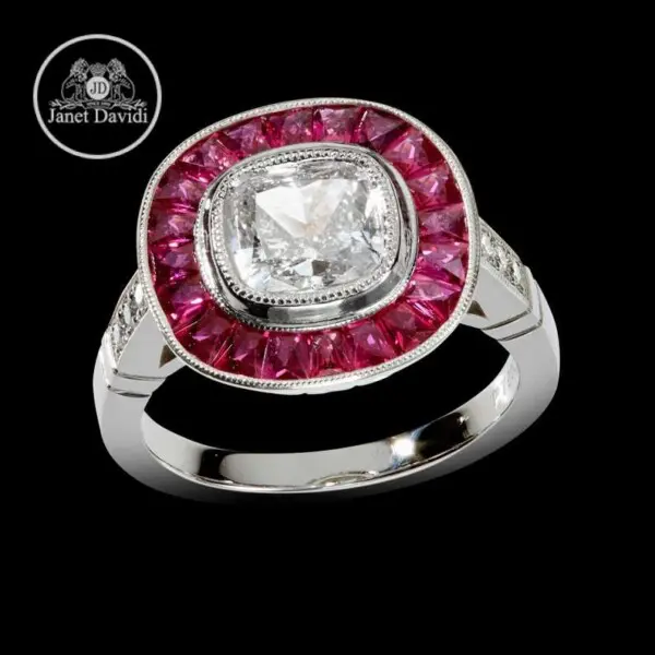 Platinum or 14 KWG Genuine Ruby Halo